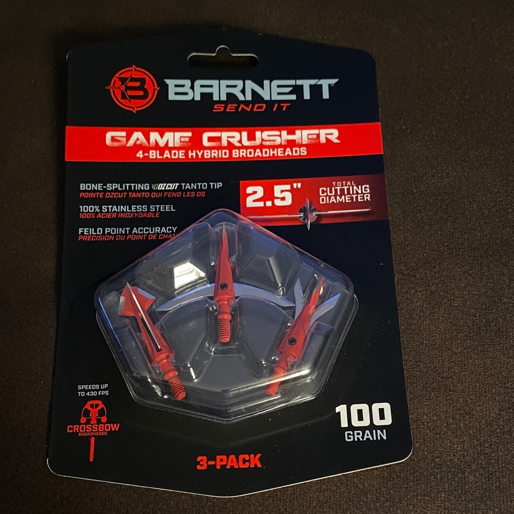 Game Crusher 4-Blade Hybrid Broadheads - Red